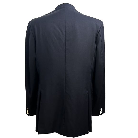 Etro Milano Italy Sz 52 IT 42 US Navy Blue 100 % Wool Jacket Blazer FLAW - Picture 6 of 16